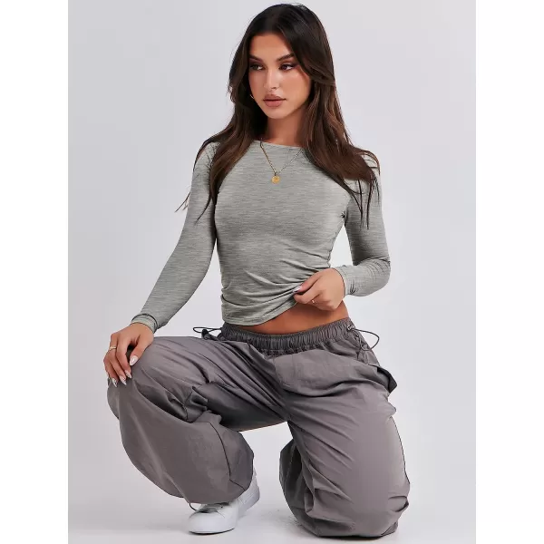 imageANRABESS Women Long Sleeve Slim Fit Crop Top Going Out Tight Y2K TShirt Trendy Tees StreetwearDark Grey
