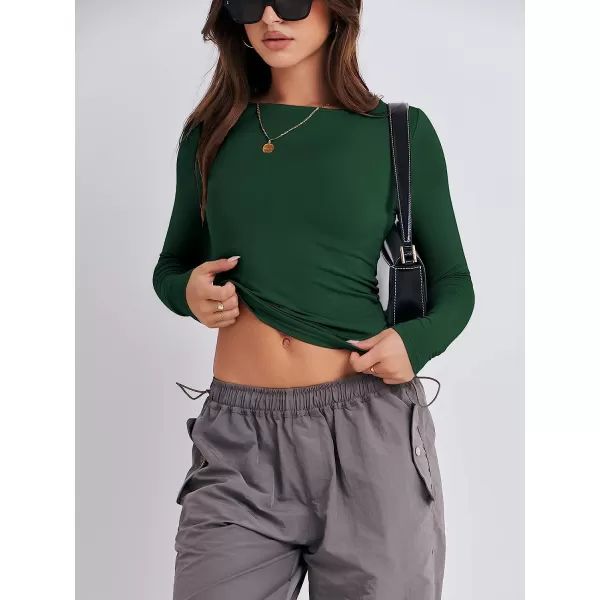 imageANRABESS Women Long Sleeve Slim Fit Crop Top Going Out Tight Y2K TShirt Trendy Tees StreetwearForest