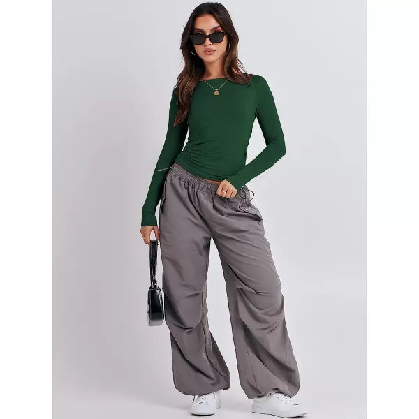 imageANRABESS Women Long Sleeve Slim Fit Crop Top Going Out Tight Y2K TShirt Trendy Tees StreetwearForest