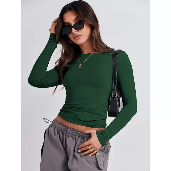 imageANRABESS Women Long Sleeve Slim Fit Crop Top Going Out Tight Y2K TShirt Trendy Tees StreetwearForest