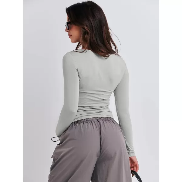 imageANRABESS Women Long Sleeve Slim Fit Crop Top Going Out Tight Y2K TShirt Trendy Tees StreetwearGrey