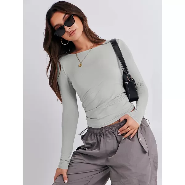 imageANRABESS Women Long Sleeve Slim Fit Crop Top Going Out Tight Y2K TShirt Trendy Tees StreetwearGrey