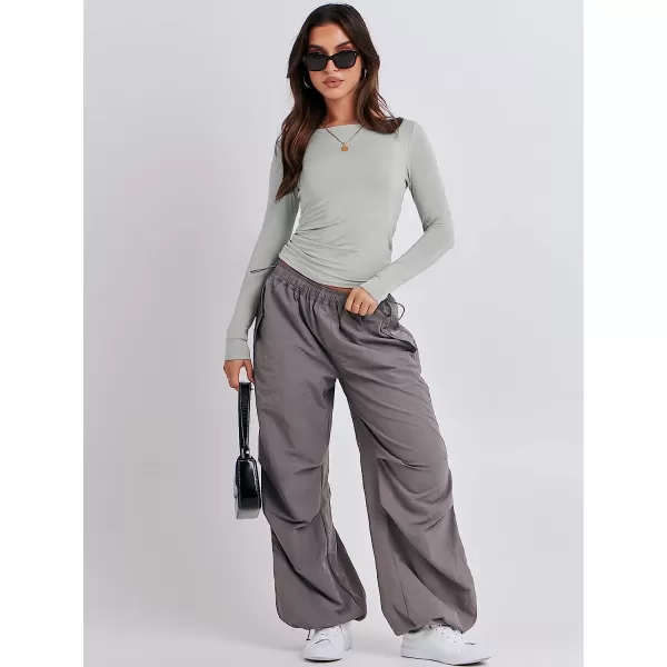 imageANRABESS Women Long Sleeve Slim Fit Crop Top Going Out Tight Y2K TShirt Trendy Tees StreetwearGrey