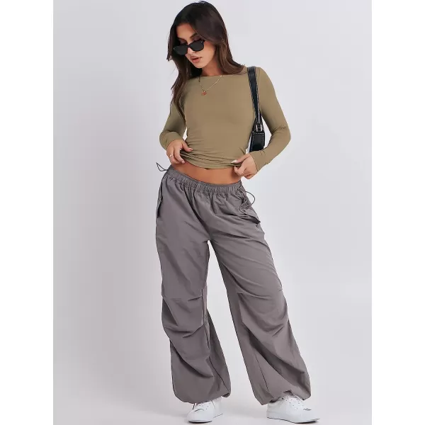 imageANRABESS Women Long Sleeve Slim Fit Crop Top Going Out Tight Y2K TShirt Trendy Tees StreetwearKhaki