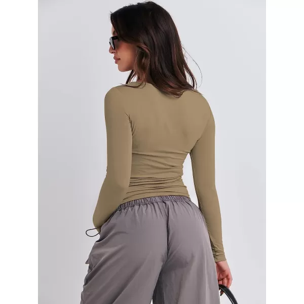 imageANRABESS Women Long Sleeve Slim Fit Crop Top Going Out Tight Y2K TShirt Trendy Tees StreetwearKhaki