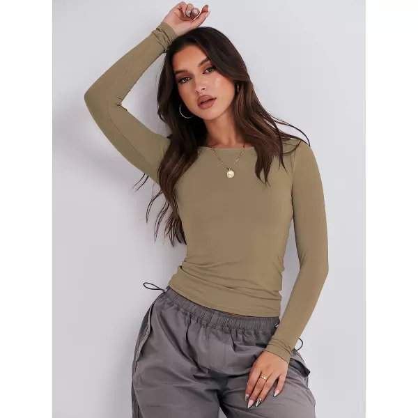 imageANRABESS Women Long Sleeve Slim Fit Crop Top Going Out Tight Y2K TShirt Trendy Tees StreetwearKhaki