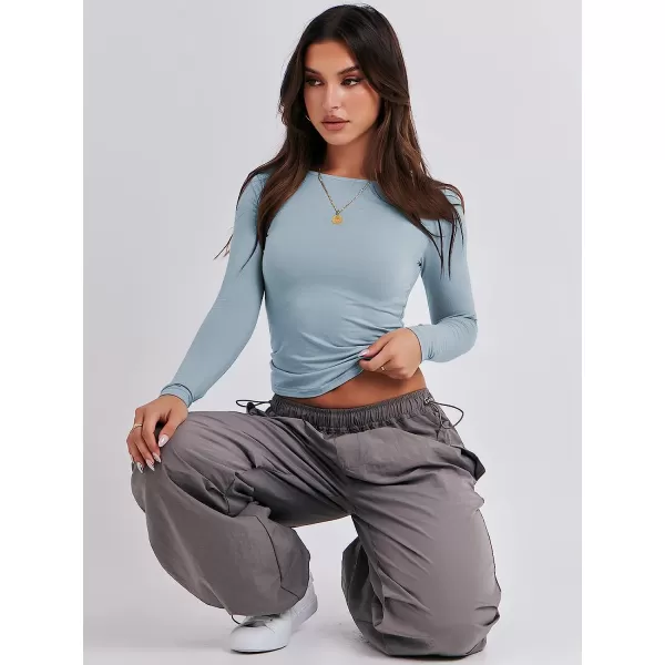 imageANRABESS Women Long Sleeve Slim Fit Crop Top Going Out Tight Y2K TShirt Trendy Tees StreetwearLight Blue