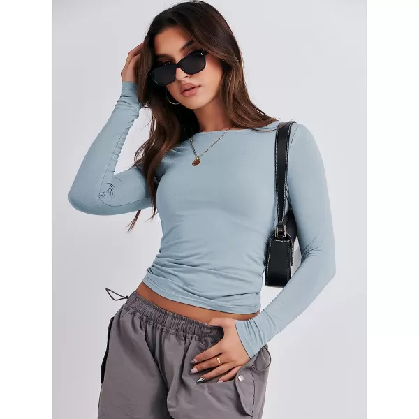 imageANRABESS Women Long Sleeve Slim Fit Crop Top Going Out Tight Y2K TShirt Trendy Tees StreetwearLight Blue
