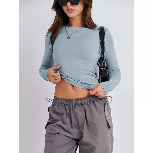 imageANRABESS Women Long Sleeve Slim Fit Crop Top Going Out Tight Y2K TShirt Trendy Tees StreetwearLight Blue