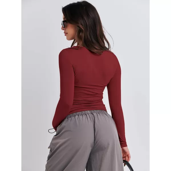 imageANRABESS Women Long Sleeve Slim Fit Crop Top Going Out Tight Y2K TShirt Trendy Tees StreetwearRed