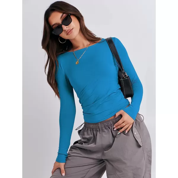 imageANRABESS Women Long Sleeve Slim Fit Crop Top Going Out Tight Y2K TShirt Trendy Tees StreetwearRoyal Blue