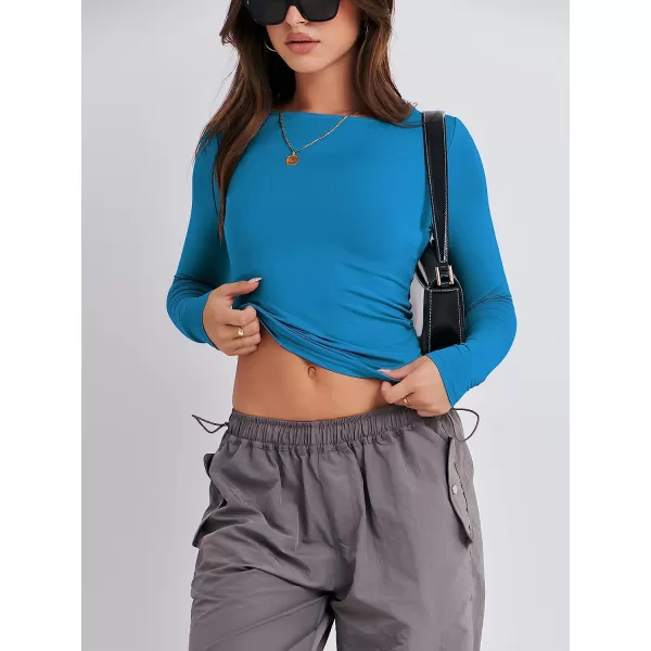 imageANRABESS Women Long Sleeve Slim Fit Crop Top Going Out Tight Y2K TShirt Trendy Tees StreetwearRoyal Blue