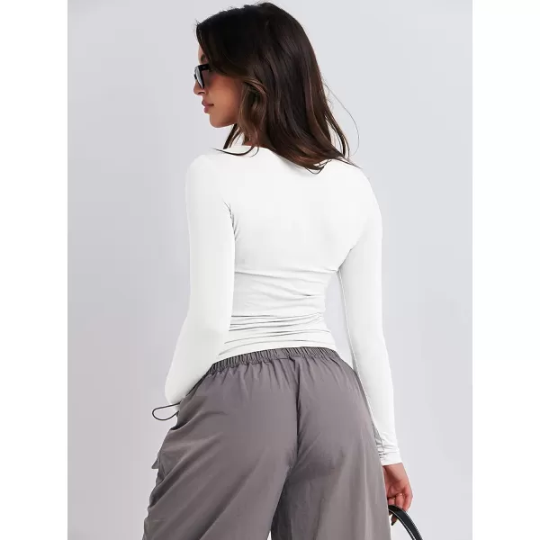 imageANRABESS Women Long Sleeve Slim Fit Crop Top Going Out Tight Y2K TShirt Trendy Tees StreetwearWhite
