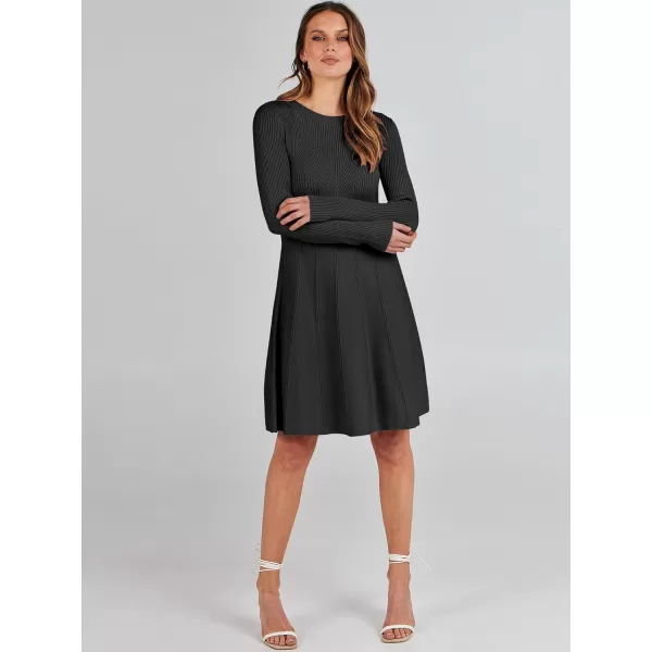 imageANRABESS Women Midi Sweater Dress Long Sleeve Crewneck High Waist Casual ALine Pleated DressesANRABESS Women Midi Sweater Dress Long Sleeve Crewneck High Waist Casual ALine Pleated Dresses