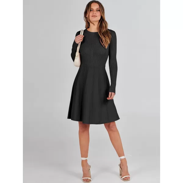 imageANRABESS Women Midi Sweater Dress Long Sleeve Crewneck High Waist Casual ALine Pleated DressesANRABESS Women Midi Sweater Dress Long Sleeve Crewneck High Waist Casual ALine Pleated Dresses