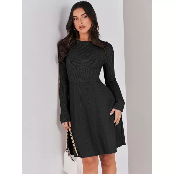 imageANRABESS Women Midi Sweater Dress Long Sleeve Crewneck High Waist Casual ALine Pleated DressesANRABESS Women Midi Sweater Dress Long Sleeve Crewneck High Waist Casual ALine Pleated Dresses