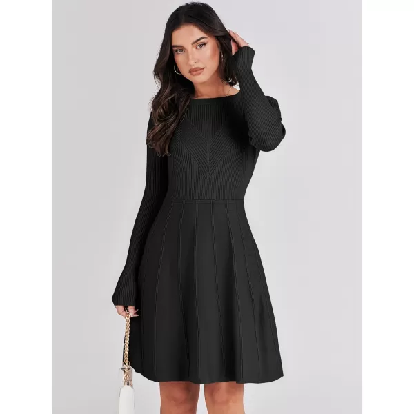 imageANRABESS Women Midi Sweater Dress Long Sleeve Crewneck High Waist Casual ALine Pleated DressesANRABESS Women Midi Sweater Dress Long Sleeve Crewneck High Waist Casual ALine Pleated Dresses
