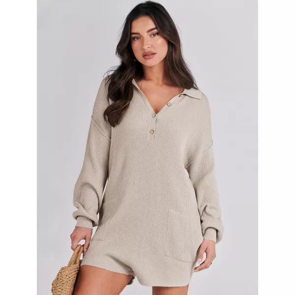 imageANRABESS Women One Piece Pajamas Sweater Rompers 2024 Spring Around House Lounging Outfits Long SLeeve Knit JumpsuitsApcicot