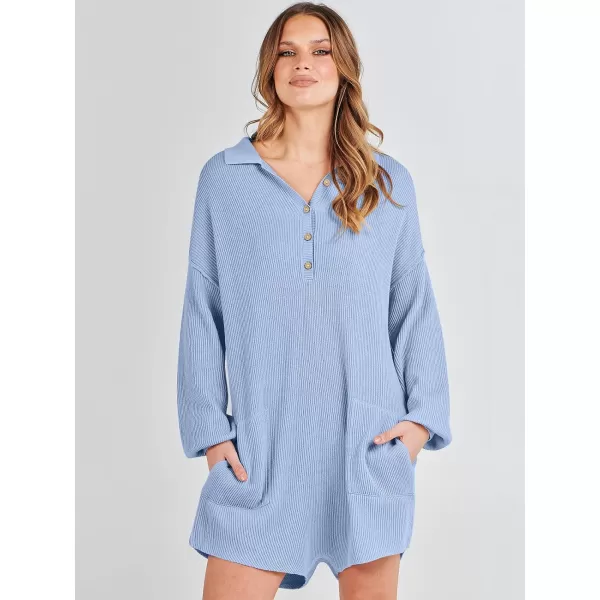 imageANRABESS Women One Piece Pajamas Sweater Rompers 2024 Spring Around House Lounging Outfits Long SLeeve Knit JumpsuitsSky