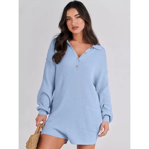 imageANRABESS Women One Piece Pajamas Sweater Rompers 2024 Spring Around House Lounging Outfits Long SLeeve Knit JumpsuitsSky