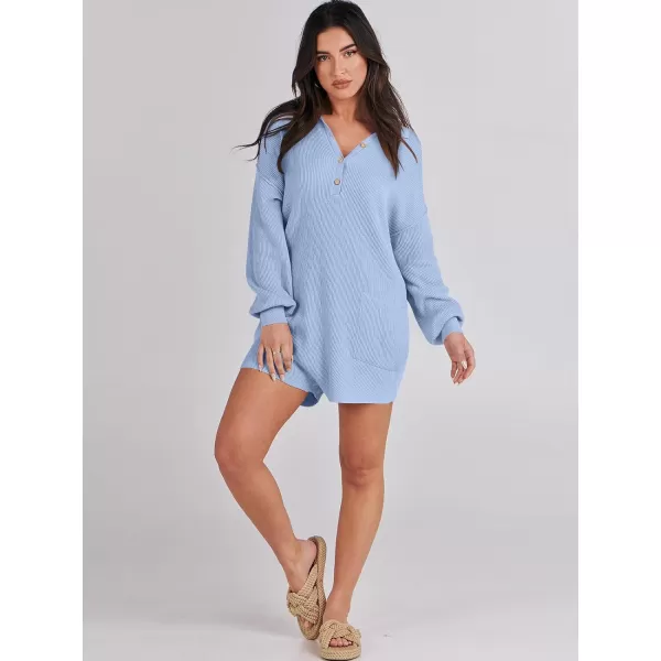 imageANRABESS Women One Piece Pajamas Sweater Rompers 2024 Spring Around House Lounging Outfits Long SLeeve Knit JumpsuitsSky