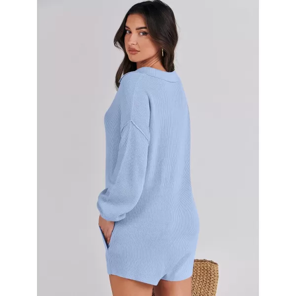 imageANRABESS Women One Piece Pajamas Sweater Rompers 2024 Spring Around House Lounging Outfits Long SLeeve Knit JumpsuitsSky