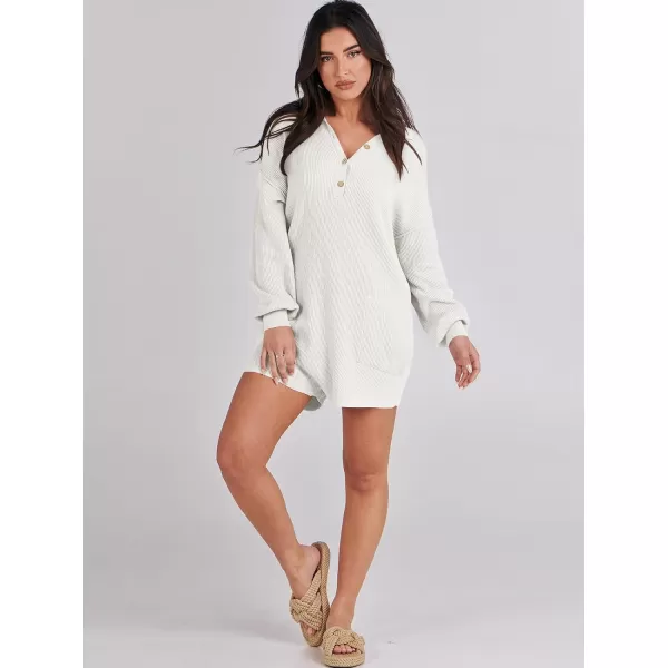 imageANRABESS Women One Piece Pajamas Sweater Rompers 2024 Spring Around House Lounging Outfits Long SLeeve Knit JumpsuitsWhite