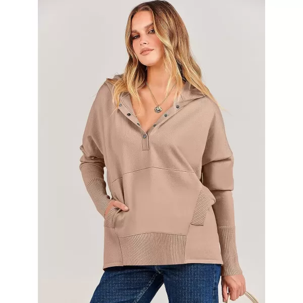 imageANRABESS Women Oversized Hoodie Sweater Long Sleeve Buttons V Neck Casual Loose Sweatshirt Hooded Pullover Fall ClothesApricot
