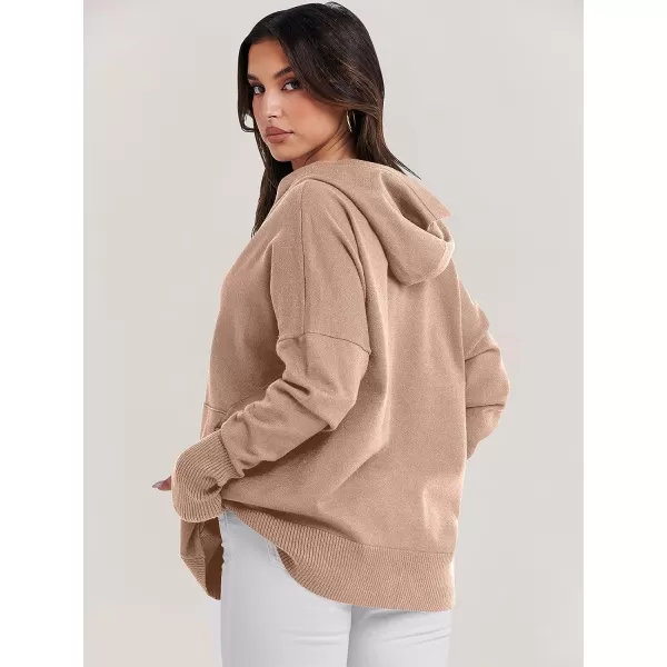 imageANRABESS Women Oversized Hoodie Sweater Long Sleeve Buttons V Neck Casual Loose Sweatshirt Hooded Pullover Fall ClothesApricot