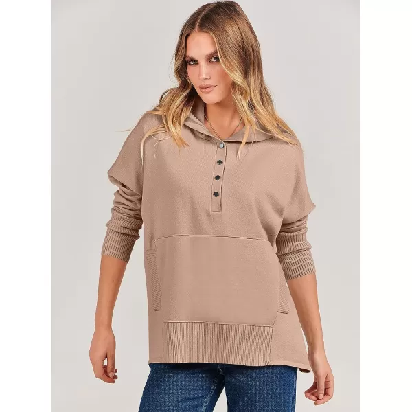 imageANRABESS Women Oversized Hoodie Sweater Long Sleeve Buttons V Neck Casual Loose Sweatshirt Hooded Pullover Fall ClothesApricot