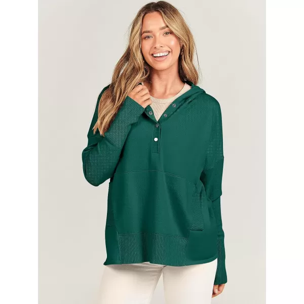 imageANRABESS Women Oversized Hoodie Sweater Long Sleeve Buttons V Neck Casual Loose Sweatshirt Hooded Pullover Fall ClothesGreen