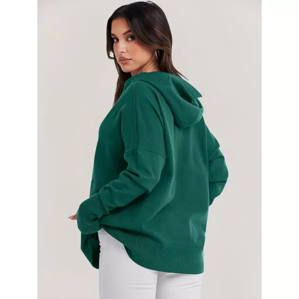 imageANRABESS Women Oversized Hoodie Sweater Long Sleeve Buttons V Neck Casual Loose Sweatshirt Hooded Pullover Fall ClothesGreen