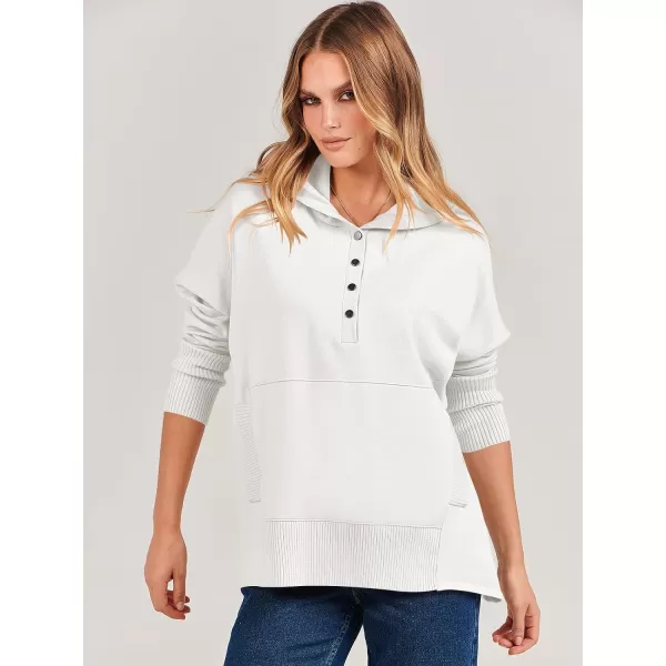 imageANRABESS Women Oversized Hoodie Sweater Long Sleeve Buttons V Neck Casual Loose Sweatshirt Hooded Pullover Fall ClothesWhite