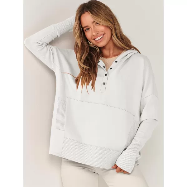 imageANRABESS Women Oversized Hoodie Sweater Long Sleeve Buttons V Neck Casual Loose Sweatshirt Hooded Pullover Fall ClothesWhite