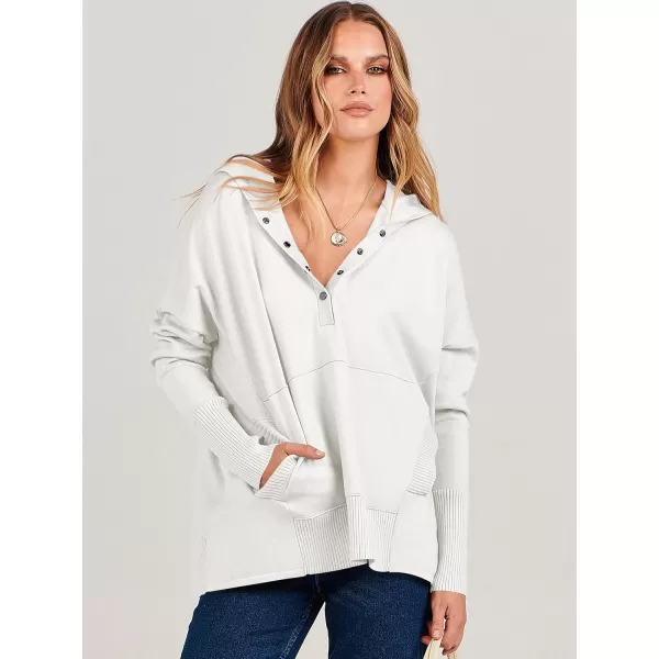 imageANRABESS Women Oversized Hoodie Sweater Long Sleeve Buttons V Neck Casual Loose Sweatshirt Hooded Pullover Fall ClothesWhite