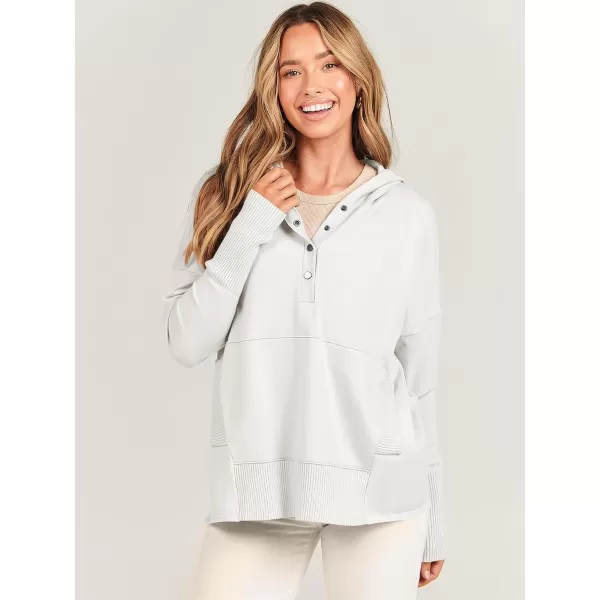 imageANRABESS Women Oversized Hoodie Sweater Long Sleeve Buttons V Neck Casual Loose Sweatshirt Hooded Pullover Fall ClothesWhite