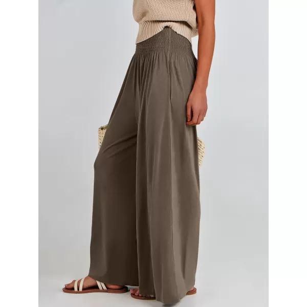 imageANRABESS Women Palazzo Pants Summer Boho Wide Leg High Waist Casual Loose Lounge Pant Trousers with PocketCoffee