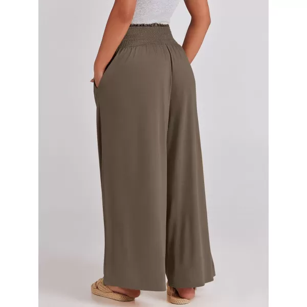 imageANRABESS Women Palazzo Pants Summer Boho Wide Leg High Waist Casual Loose Lounge Pant Trousers with PocketCoffee