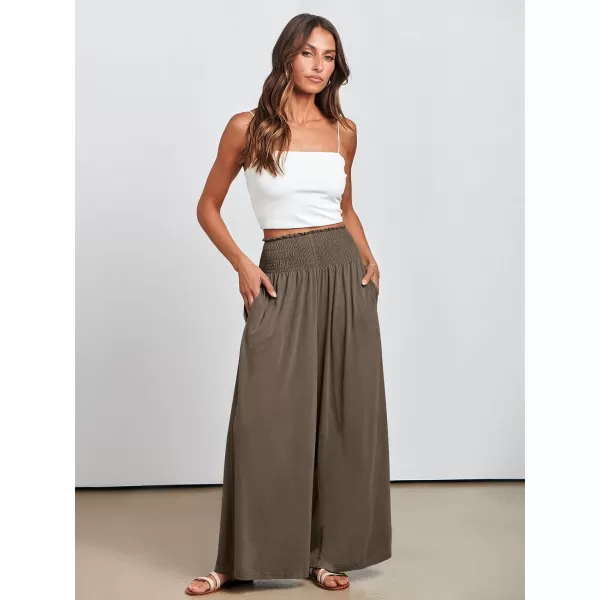 imageANRABESS Women Palazzo Pants Summer Boho Wide Leg High Waist Casual Loose Lounge Pant Trousers with PocketCoffee