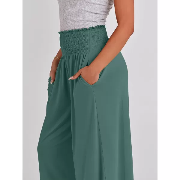 imageANRABESS Women Palazzo Pants Summer Boho Wide Leg High Waist Casual Loose Lounge Pant Trousers with PocketGrass