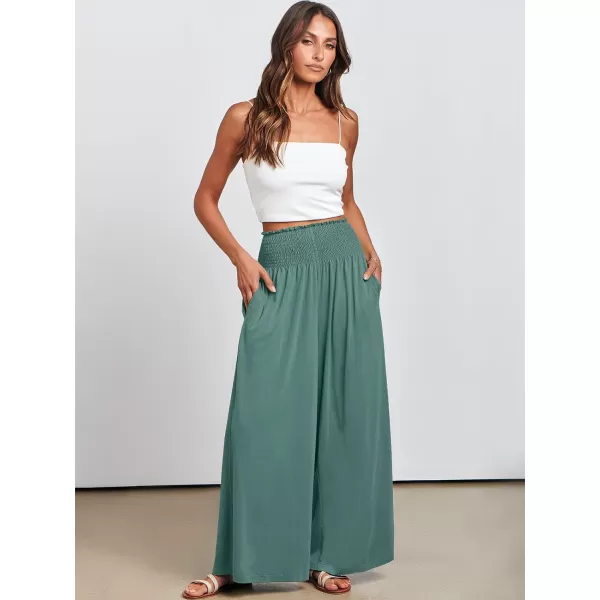 imageANRABESS Women Palazzo Pants Summer Boho Wide Leg High Waist Casual Loose Lounge Pant Trousers with PocketGrass