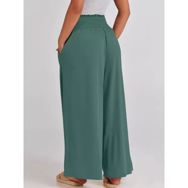 imageANRABESS Women Palazzo Pants Summer Boho Wide Leg High Waist Casual Loose Lounge Pant Trousers with PocketGrass