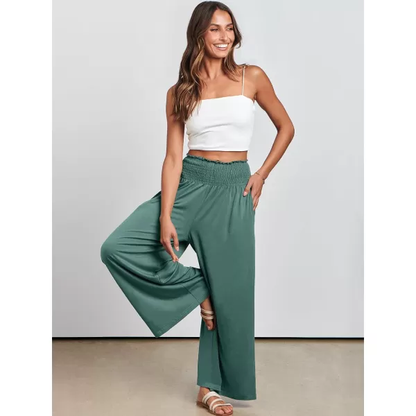 imageANRABESS Women Palazzo Pants Summer Boho Wide Leg High Waist Casual Loose Lounge Pant Trousers with PocketGrass