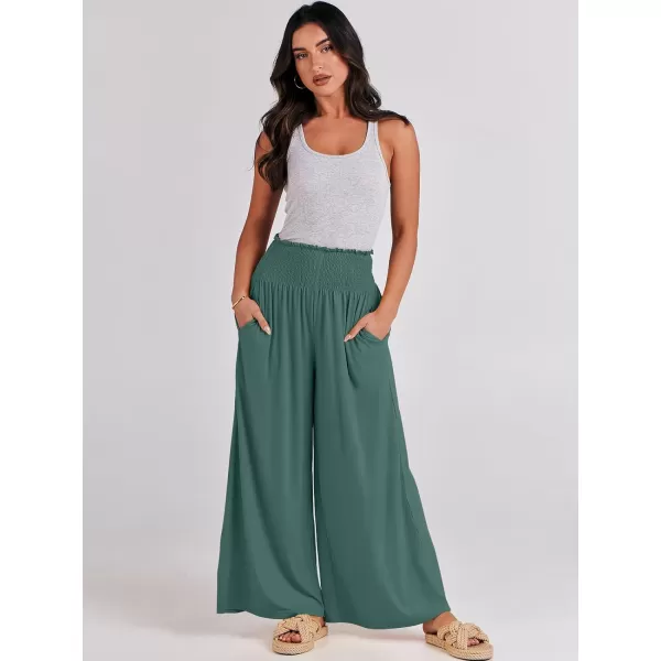 imageANRABESS Women Palazzo Pants Summer Boho Wide Leg High Waist Casual Loose Lounge Pant Trousers with PocketGrass
