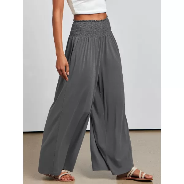 imageANRABESS Women Palazzo Pants Summer Boho Wide Leg High Waist Casual Loose Lounge Pant Trousers with PocketGrey