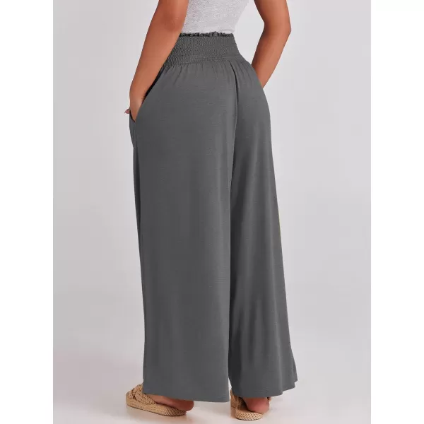 imageANRABESS Women Palazzo Pants Summer Boho Wide Leg High Waist Casual Loose Lounge Pant Trousers with PocketGrey