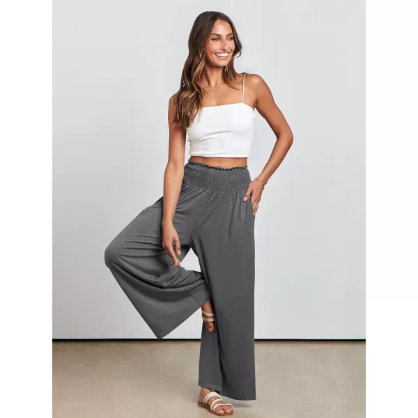 imageANRABESS Women Palazzo Pants Summer Boho Wide Leg High Waist Casual Loose Lounge Pant Trousers with PocketGrey