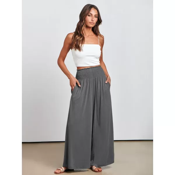 imageANRABESS Women Palazzo Pants Summer Boho Wide Leg High Waist Casual Loose Lounge Pant Trousers with PocketGrey