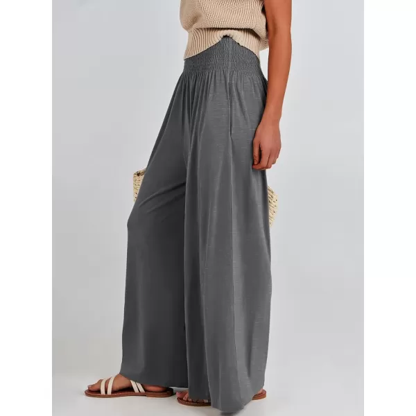 imageANRABESS Women Palazzo Pants Summer Boho Wide Leg High Waist Casual Loose Lounge Pant Trousers with PocketGrey