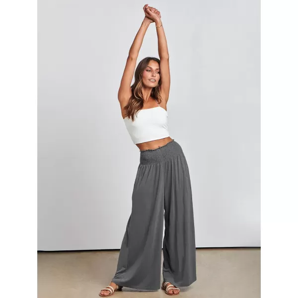 imageANRABESS Women Palazzo Pants Summer Boho Wide Leg High Waist Casual Loose Lounge Pant Trousers with PocketGrey